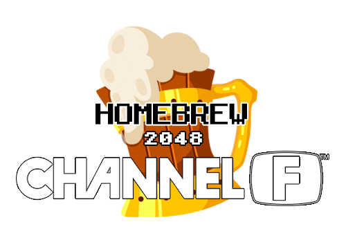 2048 title label styled for Fairchild Channel F homebrew cartridge