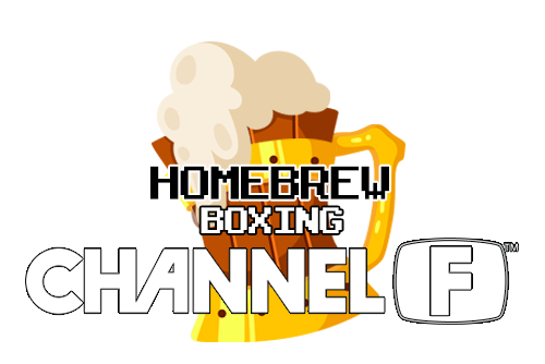 Boxing title screen for Fairchild Channel F homebrew shown as emulator-rendered start interface