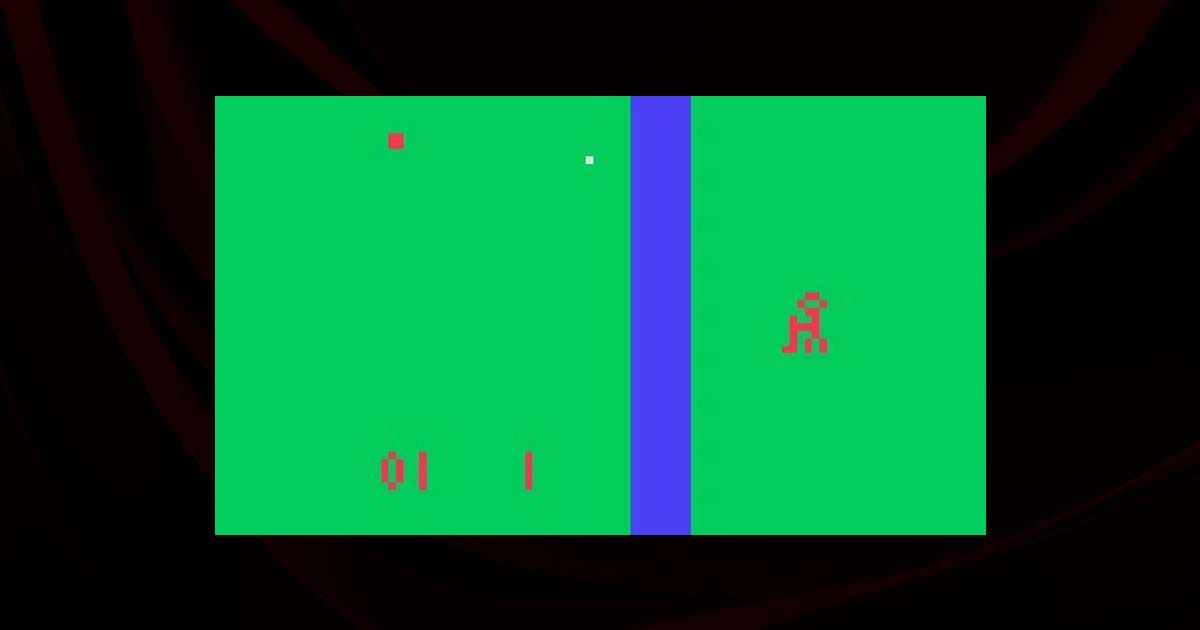Split view of ball juggling gameplay in a simple early console-style arcade simulation