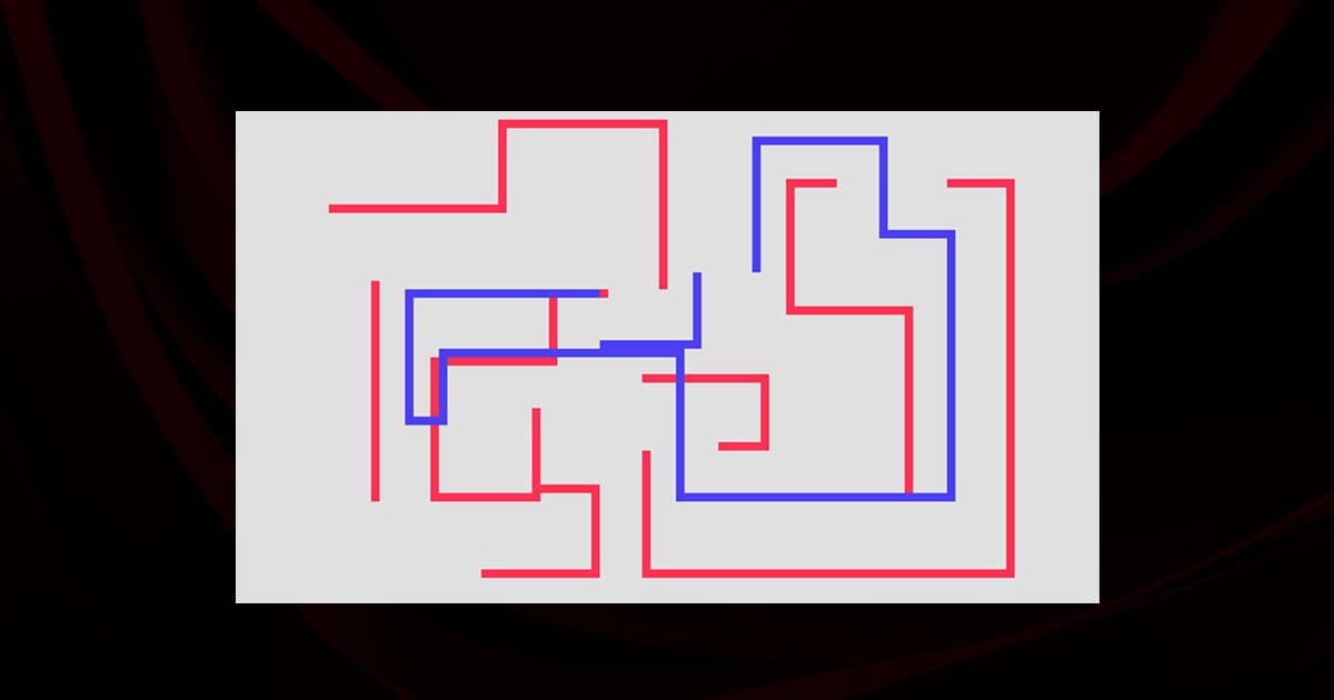 Gameplay screen showing a character moving through a trail based interface environment