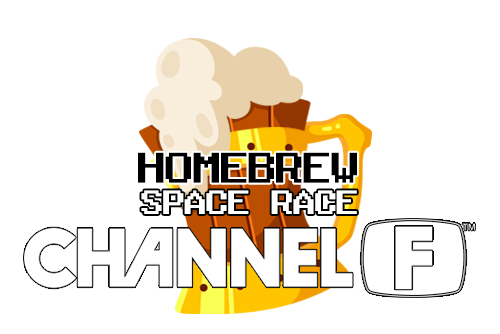 Space Race homebrew title screen shown with simple retro arcade style presentation