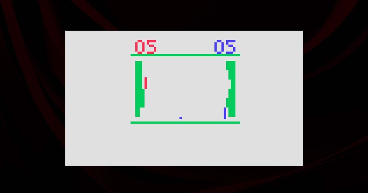 Split view showing paddle gameplay with moving ball and block targets in an early console arcade style