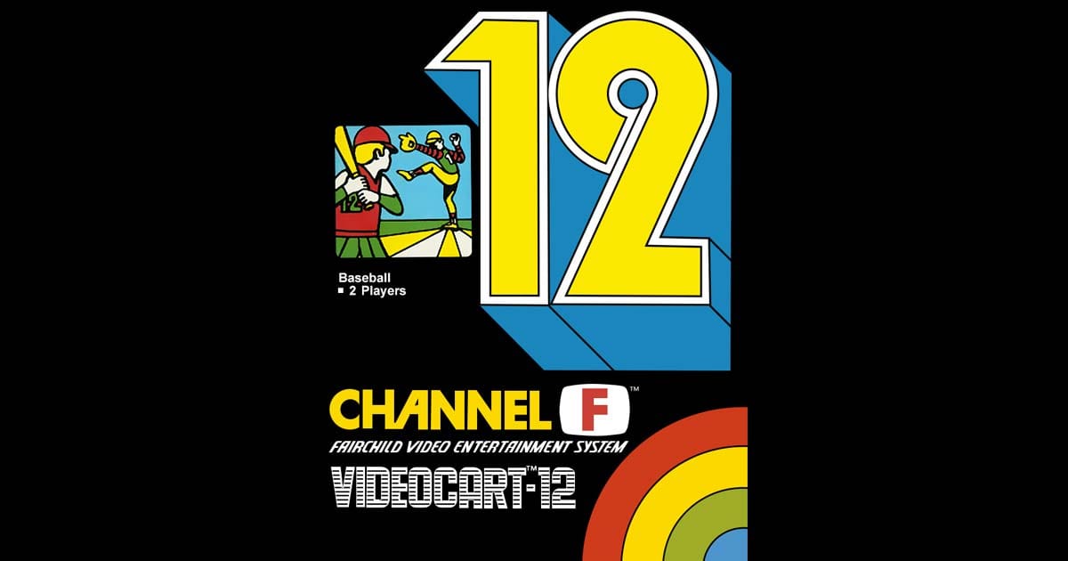 Box art of Videocart-12 Baseball for the Fairchild Channel F cartridge system