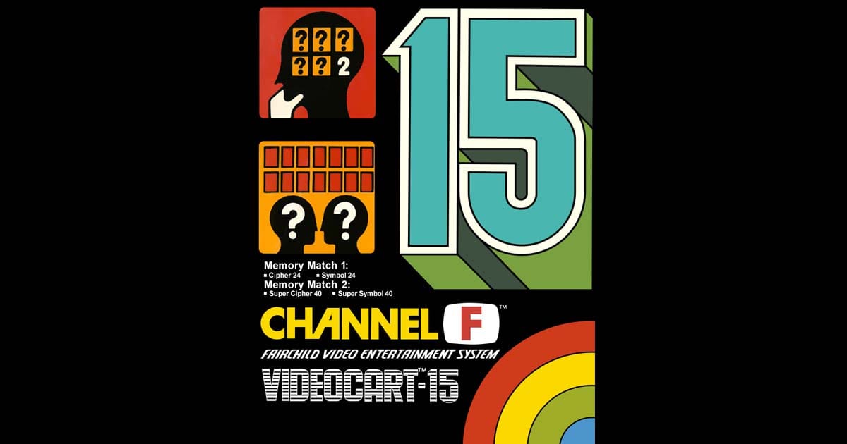 Box art of Videocart-15 Memory Match for Fairchild Channel F cartridge system