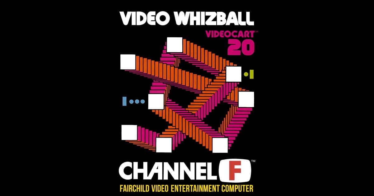 Box art for Videocart-20 Video Whizball on Fairchild Channel F cartridge