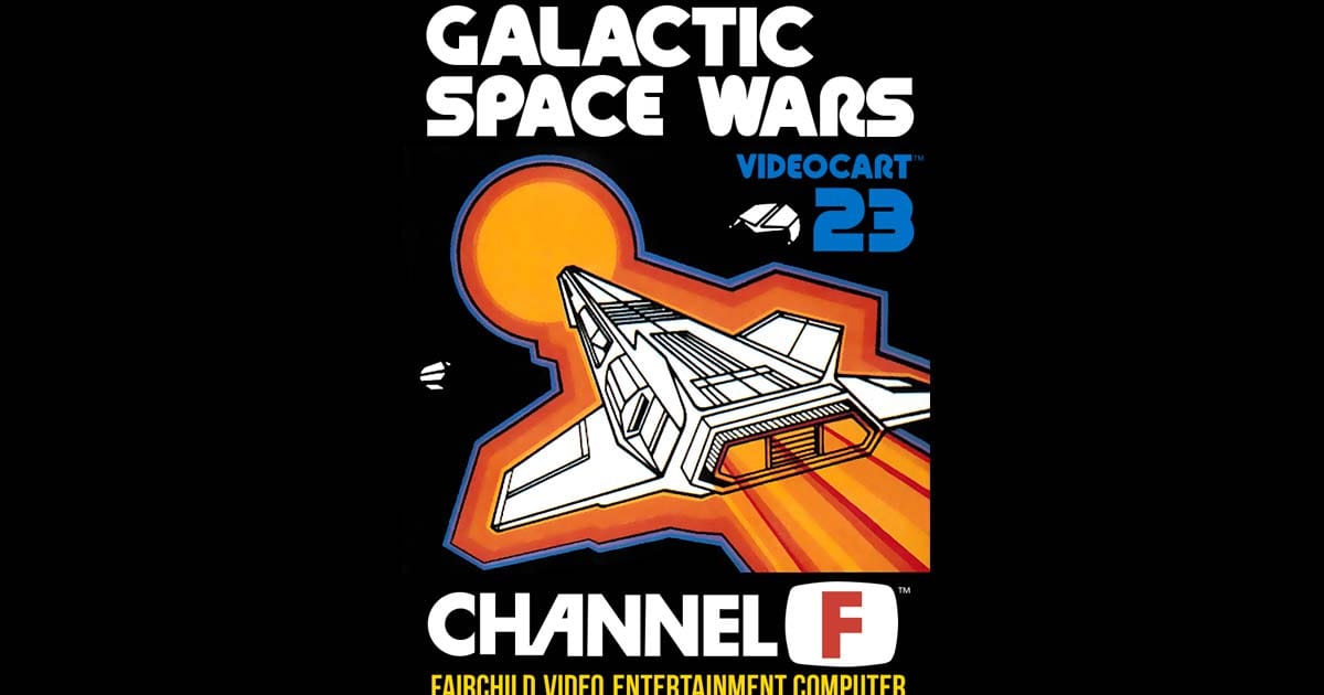Promotional box art style image for Videocart-23 showing space combat cockpit and lunar landing scene