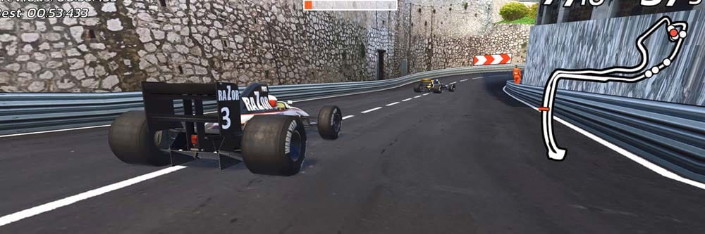 Wide view of multiple international circuits representing arcade formula racing tracks