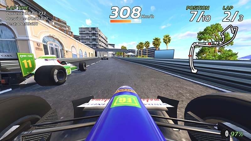 Race results screen showing lap times, positions, and performance summary