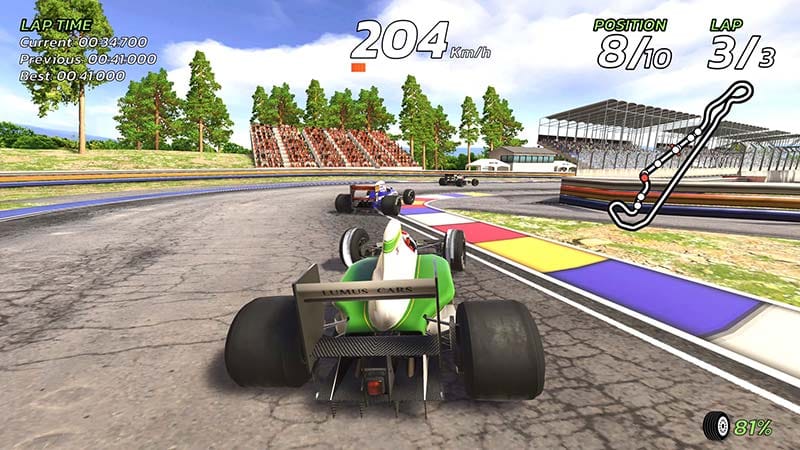 Game settings menu with driving assists and control configuration options