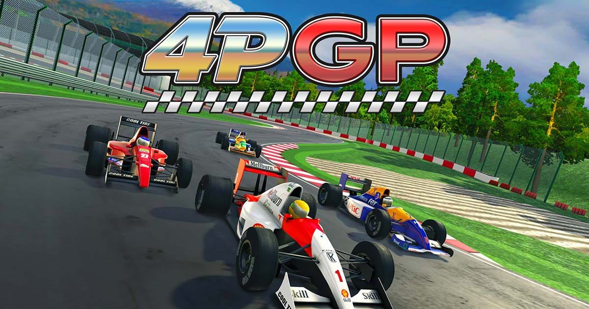 Formula cars racing on a global circuit in a promotional arcade racing scene