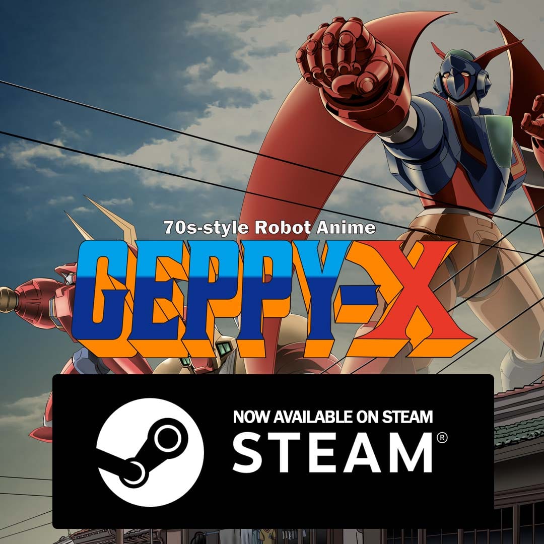 70s-style Robot Anime Geppy-X Steam Promotional image