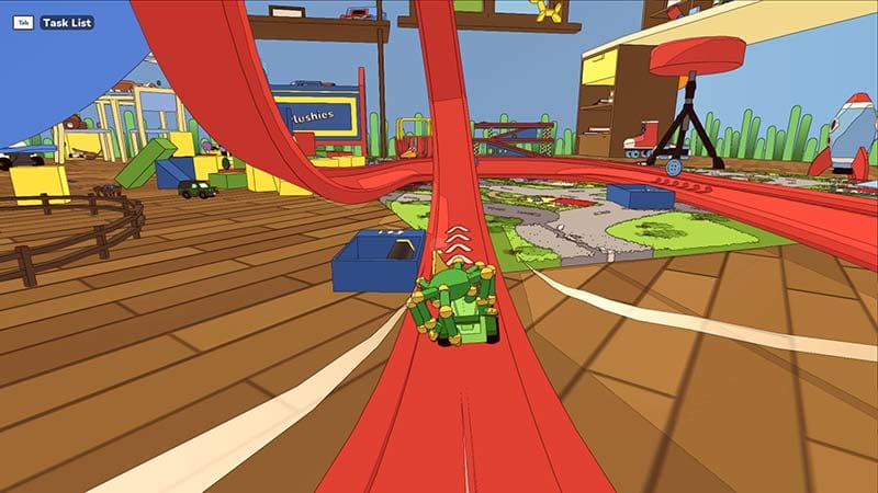 Domestic physics sandbox with web building and object manipulation