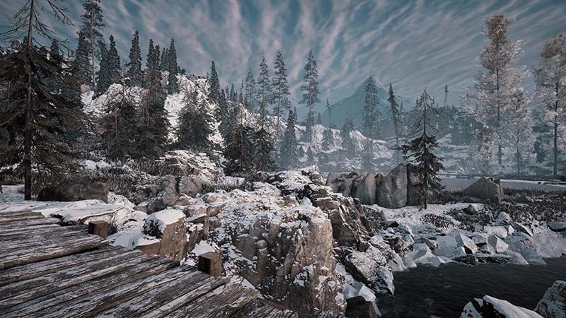 Cold Alaskan mountain environment with snow-covered terrain