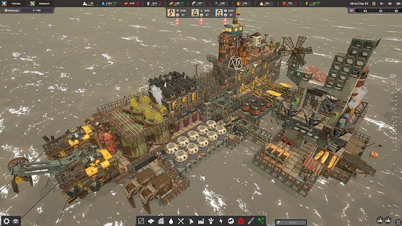 All Will Fall gameplay showing floating settlement structures in a flooded world