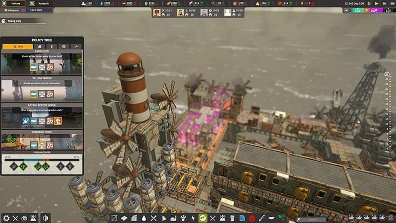 All Will Fall gameplay highlighting structural stability systems in city builder