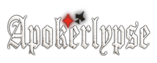 Apokerlypse logo with stylized title reflecting a dark fantasy card strategy game