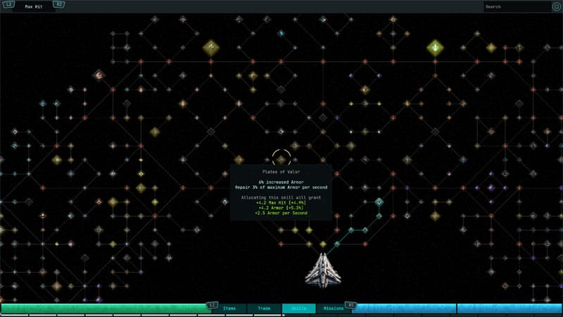 Gameplay scene showing top-down ship combat in a sci-fi arena shooter environment