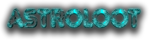 Astroloot logo presented in a sci-fi styled title design for a bullet heaven action RPG