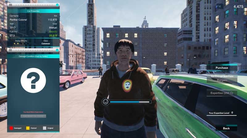 Car customization screen showing visual modifications and upgrade selections