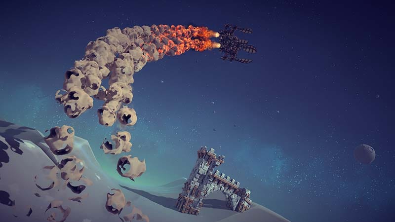 Story scene showing exploration within a futuristic space setting