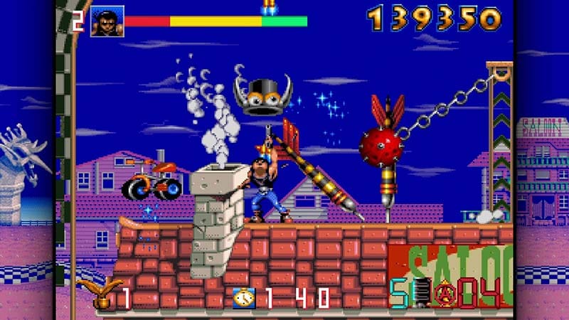 Wild West inspired train level showing scrolling background and continuous action