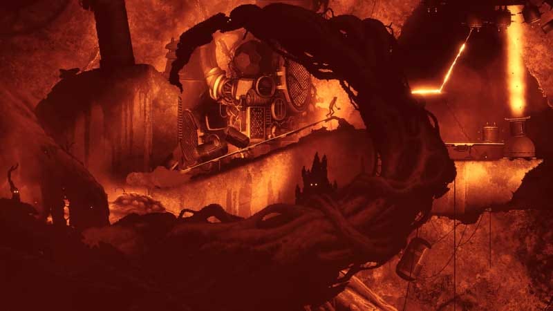 Action scene showing character avoiding hazards in a physics-driven environment