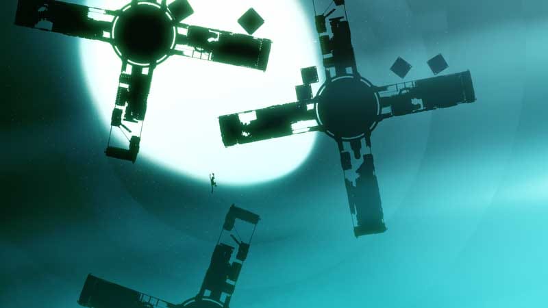 Interior corridor scene with mechanical elements and platforming obstacles