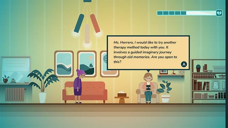Dialogue interface showing branching choices and emotional response options