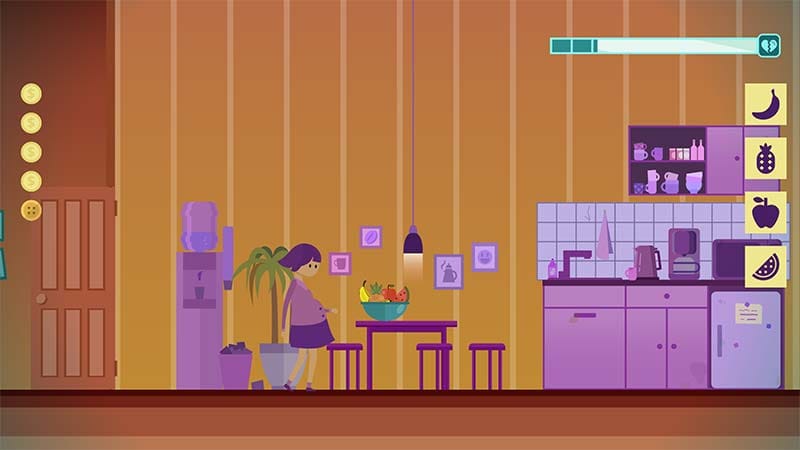 Narrative confrontation scene with family dialogue and emotional tension UI