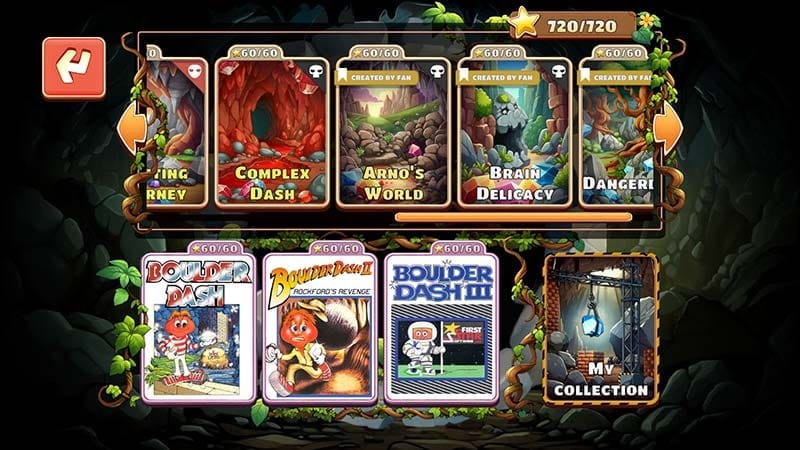 User interface and score display in Boulder Dash 40th Anniversary.