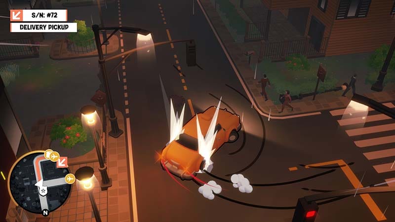 Gameplay scene showing a delivery truck avoiding police during a shipment