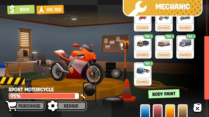 Interface screen showing a delivery job and driving information