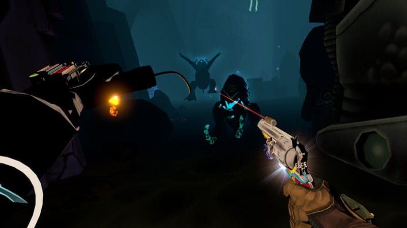 Underground ruins environment featuring mysterious structures and cave systems
