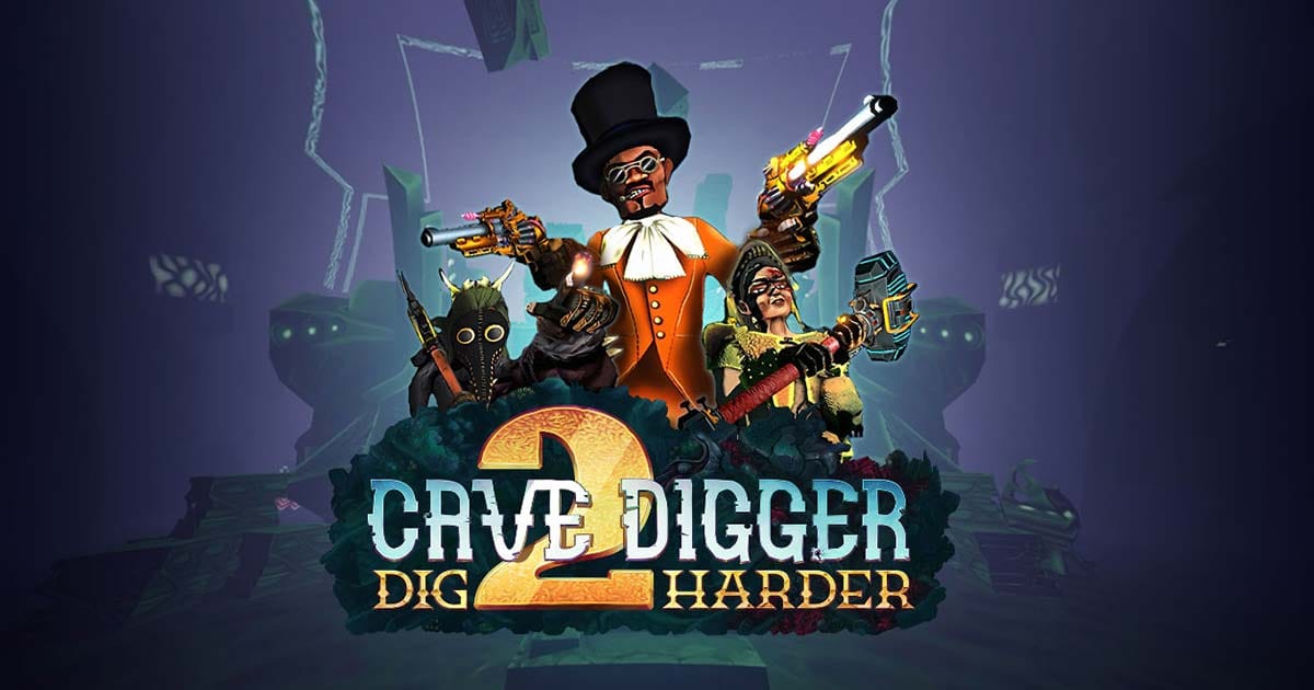 Promotional artwork showing miners exploring mysterious caves in the New Frontier