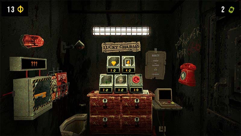 First-person gameplay view approaching the slot machine during a run