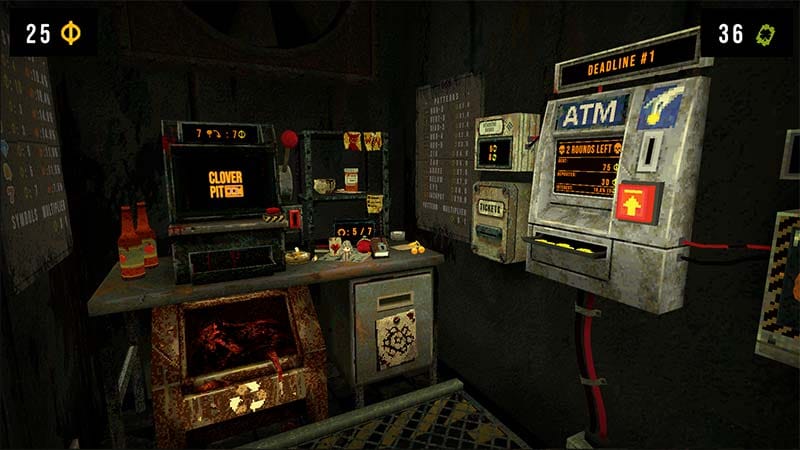 Gameplay interface displaying items and modifiers affecting slot machine outcomes