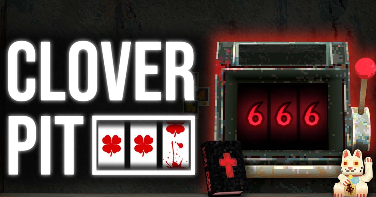Promotional artwork showing a lone slot machine in a grim cell environment from CloverPit