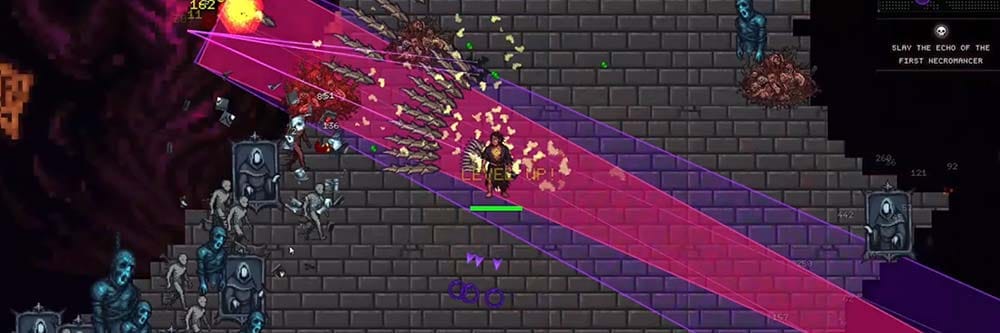 Codex Mortis gameplay featuring necromancer combat in a bullet hell setting