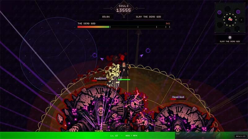 Codex Mortis gameplay in a dark arena with undead enemies and magic attacks