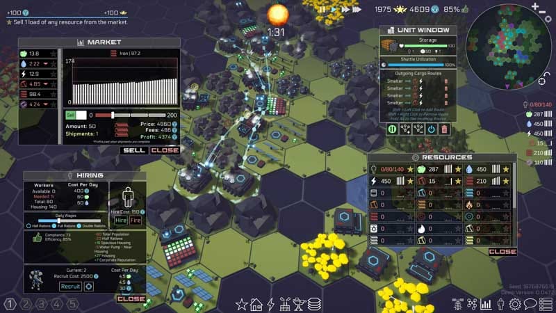 Mobile defense units moving across the hex grid to intercept incoming threats