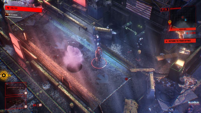 Gameplay scene showing enemies and action combat encounters