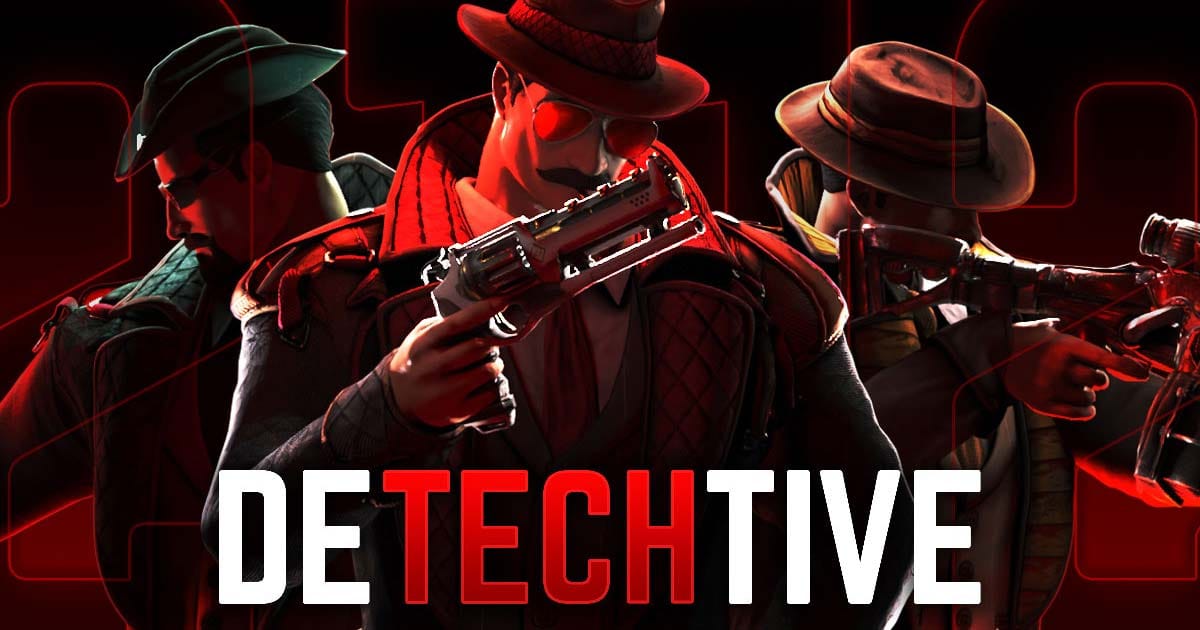 Promotional artwork for DeTechtive 2112 featuring a detective in a futuristic city