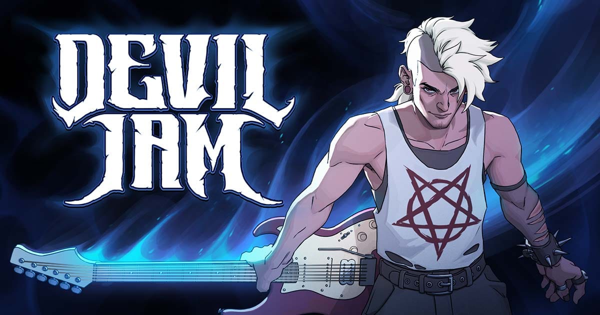 Devil Jam key art roguelite survivor metal themed action game hell environment