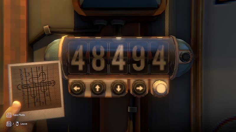 Environmental analysis screen highlighting discovered clues and puzzle connections