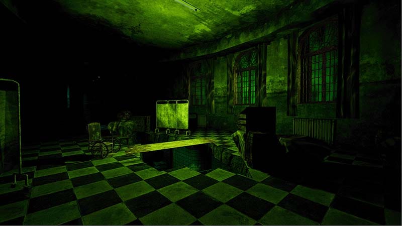 Boss encounter with a large experimental creature inside a sealed chamber