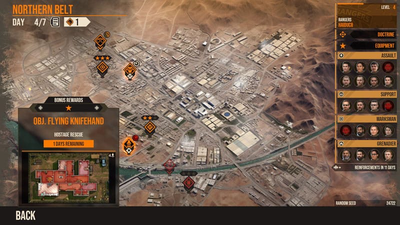 Equipment and loadout interface for selecting squad gear