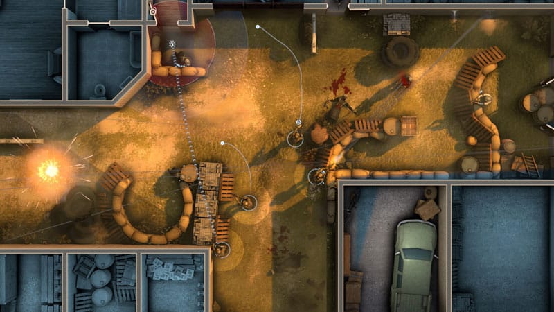 Close-quarters firefight inside a heavily defended building