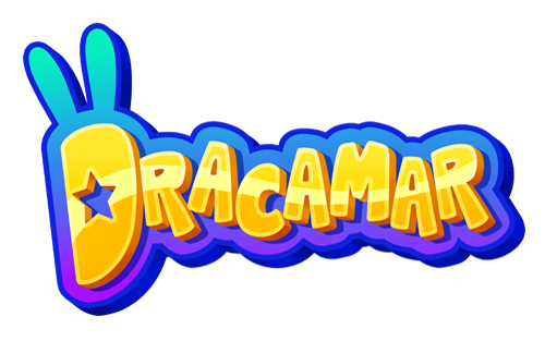 Dracamar logo with stylized fantasy typography inspired by Mediterranean adventure platformer