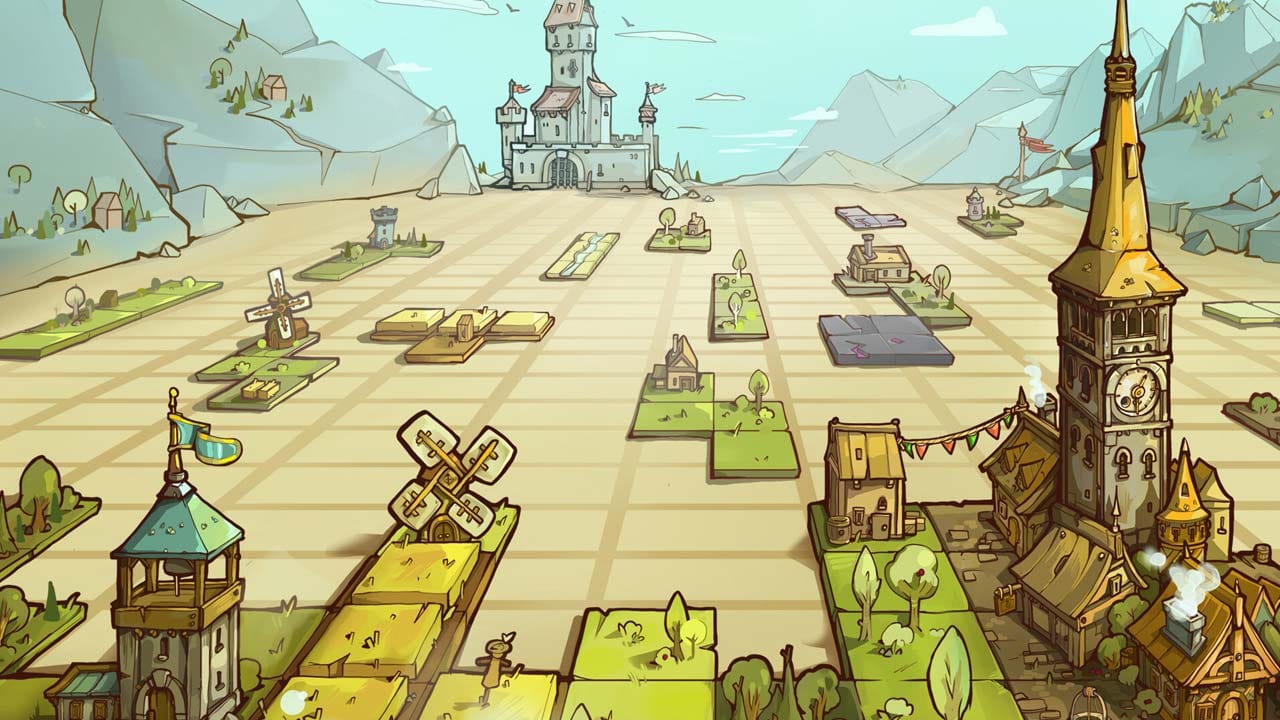 Tile-placement gameplay environment showing Drop Duchy strategic map