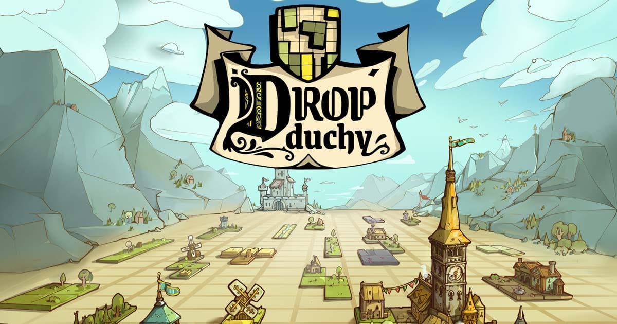 Key art showing Drop Duchy factions across a medieval puzzle landscape